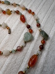 Vintage 70s Multi Gemstone Chunky Beggars Bead Necklace Raw Nugget Statement 31″