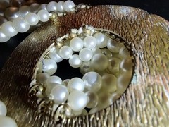 Frank Hess Inspired Matte-Shine Wired Tiered Glass Pearl Cascade Necklace Japan