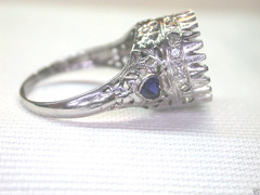 Antique Art Deco Mounting Setting Hold 12MM 14K White Gold Ring Size 5.75 UK-L