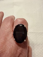 Vtg Stunning! 925SterSilver Sz 10-11g Smoky Quartz Ring!
