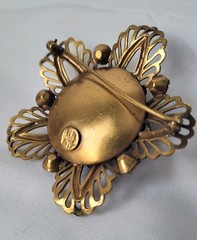 Lovely Vintage Joseff of Hollywood 1950s Blue Stone Floral Brooch -Signed!