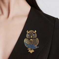 Elegant Owl Rhinestones Brooch Zinc Alloy Craft for Stylish Outfit Enhancement