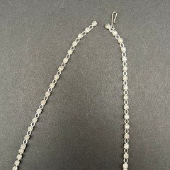 Vintage Rhinestone Necklace Choker Silver Tone Clear 16″ READ