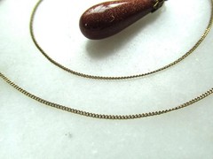 Vintage Gold-Filled Goldstone Tear Drop Pendant Necklace ETC10290
