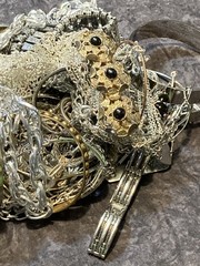 2 LB Treasure Hunt Gold & Silver Tone Estate Jewelry 100% Untested