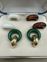 NWT VTG 1950s-1960s CROWN TRIFARI Gold-tone Convertible Interchangeable Earrings