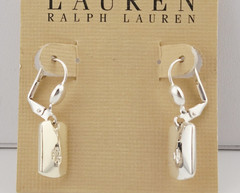 Ralph Lauren Rectangle Logo Drop Pierced Earrings Vintage New Old Stock ST#9