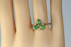 PACG 14K GOLD HIGH QUALITY JADE DIAMOND RING SIZE 8 – 5 GRAMS