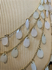 Gold Tone Faceted Teardrop Charms Layered Long Necklace Boho 36 Inches Vintage