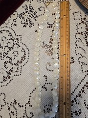 Vintage Mother Of Pearl Round Flat Disc Beaded Necklace 24 inch.