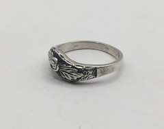 VTG WM Wheeler .925 Sterling Silver Etched Engraved Rose Flower Ring Sz 8.25
