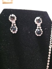 Vintage 2010 Black & Clear Rhinestones V Shaped Necklaces With 2 Pair…