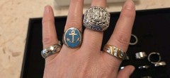 Vintage Mod Ring Lot Of 41.mens.14 Signed Avon ETA stainless Steel RSC