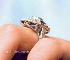 Vintage Art Deco Antique Ring 2CT Round Lab-Created Diamond 14K White Gold Over