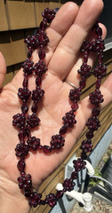 Vintage Garnet Beaded Necklace Burgundy Bohemian Cluster 27″ 77GR Estate