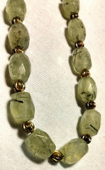 Vintage/Antique Prehnite Gemstone Faceted Beads Beaded Necklace