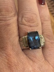 London Blue Topaz Sterling Silver Statement Ring-Emerald Cut Gemstone- Size 8.5