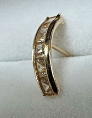 SINGLE Earring “585” 14k Yellow Gold CZ Channel Set Curve Partial Hoop