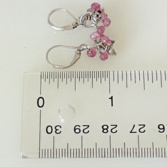 Vintage Sterling Silver 2.4g Tiny Balls Faceted Quartz Cluster Dangle Earrings
