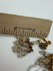 Vintage Earrings Clip On Miriam Haskell Chandelier Glass Missing Bead
