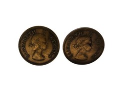 Vintage Penny Coin Clip-On Earrings Elizabeth II South Africa 1957 Patina