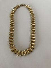 Vintage Gold-tone Chain Necklace Link Design With Rounded Capsule-Shaped Bars