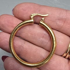 VINTAGE GHEL “GOLD” LARGE HOOP EARRINGS FOR PIERCED EARS 1.25″