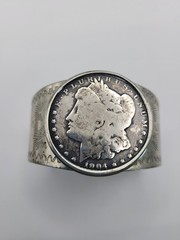 Morgan 1904 Silver Dollar Coin Cuff Bracelet 925 Thunderbird Jewelry Maker 62g