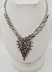 VTG Juliana D&E Black Hematite Navette Rhinestone Necklace Book Piece Statement