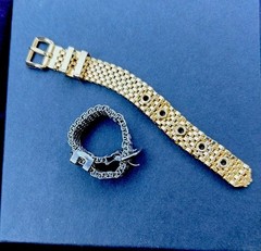 1979’s Vintage (2 Rings) Boho 1GT & 1 ST, 4 Hole Adj Flex Mesh BELT BUCKLE RETRO