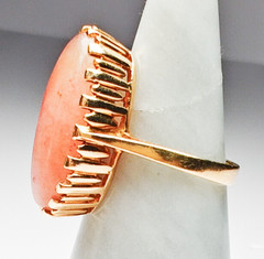 Antique 13/14K Gold Huge Strawberry Quartz Ring 21x11mm Oval Size 6.75 5.8 Grams