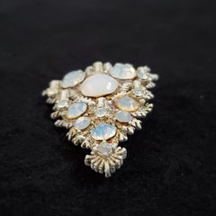Vintage Hollycraft Christmas Tree Brooch Candle White Opalized 2.25″