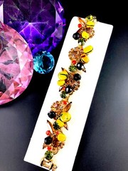 JULIANA D&E CARMEN MIRANDA STYLE NUGGET BEAD BRACELET BROOCH EARRINGS SET BOOK