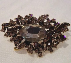 Vintage MONET Gold Collar Necklace WEISS Topaz Bracelet Smoky Rhinestone Brooch