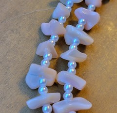Rare 56in Pink Mother Of Pearl Polished Shell Single Strand Beaded Necklace