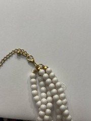Vintage 1980s White 6 Strand Graduated Acrylic Bead Statement Bib Necklace