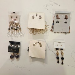 VTG NOS Gold Waterfall Chandelier Clip on Earrings 80 90s Deadstock Runway Lot 6