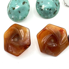 PLASTIC vintage earring lot – 6 colorful clip-ons MCM Kramer Castlecliff Trifari