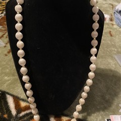 Vintage White Satin Beaded Necklace 1950-1970