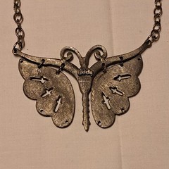 Vintage Celebrity Butterfly Necklace Turquoise Enamel 16-18”
