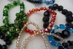 FACETED GLASS CRYSTAL BEADS MIX LOT 11 DIFFERENT STRETCH/WRAP BRACELETS #1831A