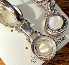 Vintage Jezlaine Sterling Silver 925 Mother of Pearl Drop Dangle Earrings NEW