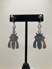 Old Pawn Early Mexican Sterling Silver Dangle Earrings Screwback – 2 1/2″