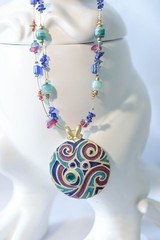 Vintage necklace Kenneth Cole set, KC zebra, Laura Ashley pendant & multi color
