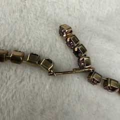 Vintage Purple Rhinestone Necklace Gold Tone 14”