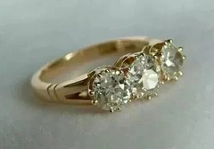 Vintage Art Deco Style Lab Created Diamond Engagement 14K Yellow Gold FN Ring