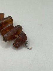 Vintage Baltic Amber Graduated Nugget Necklace Cognac Endless Strand 28 in FLAW
