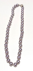 Lilac Faux Pearl Necklace Vintage 15.5″ Single Strand Beaded Short blu3-14