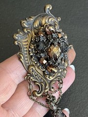 Vintage Rare Victorian style signed Maya Evangelista smoky topaz 1950-1960