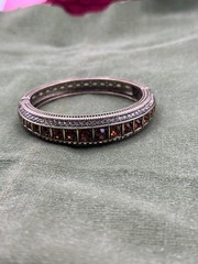 Heidi Daus Elegance Bangle Bracelet Smoky Topaz Crystal Signed M/L Vintage 59 g